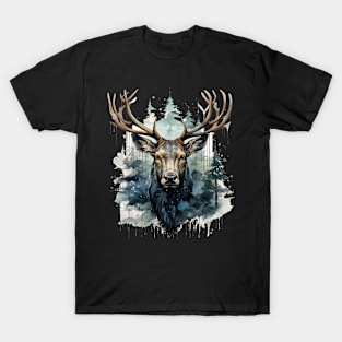 Elk deer nature Scandinavian forest T-Shirt